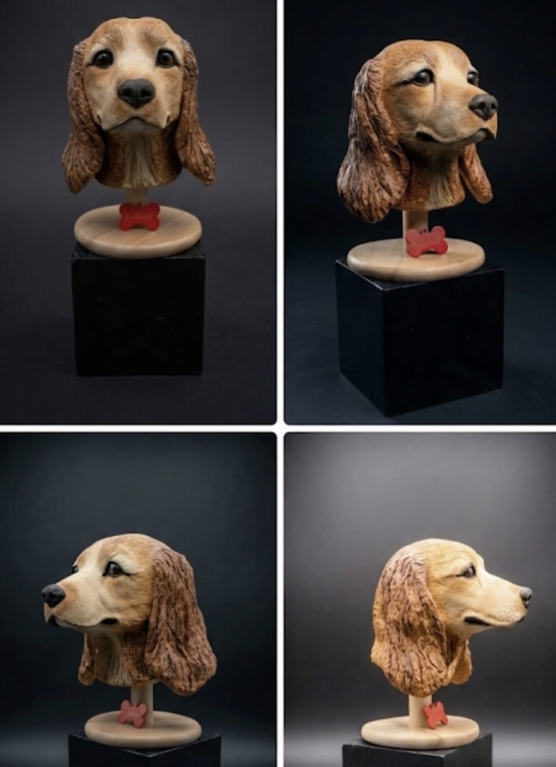 Hand-sculpted clay sculpture of Bonnie the cocker spaniel
