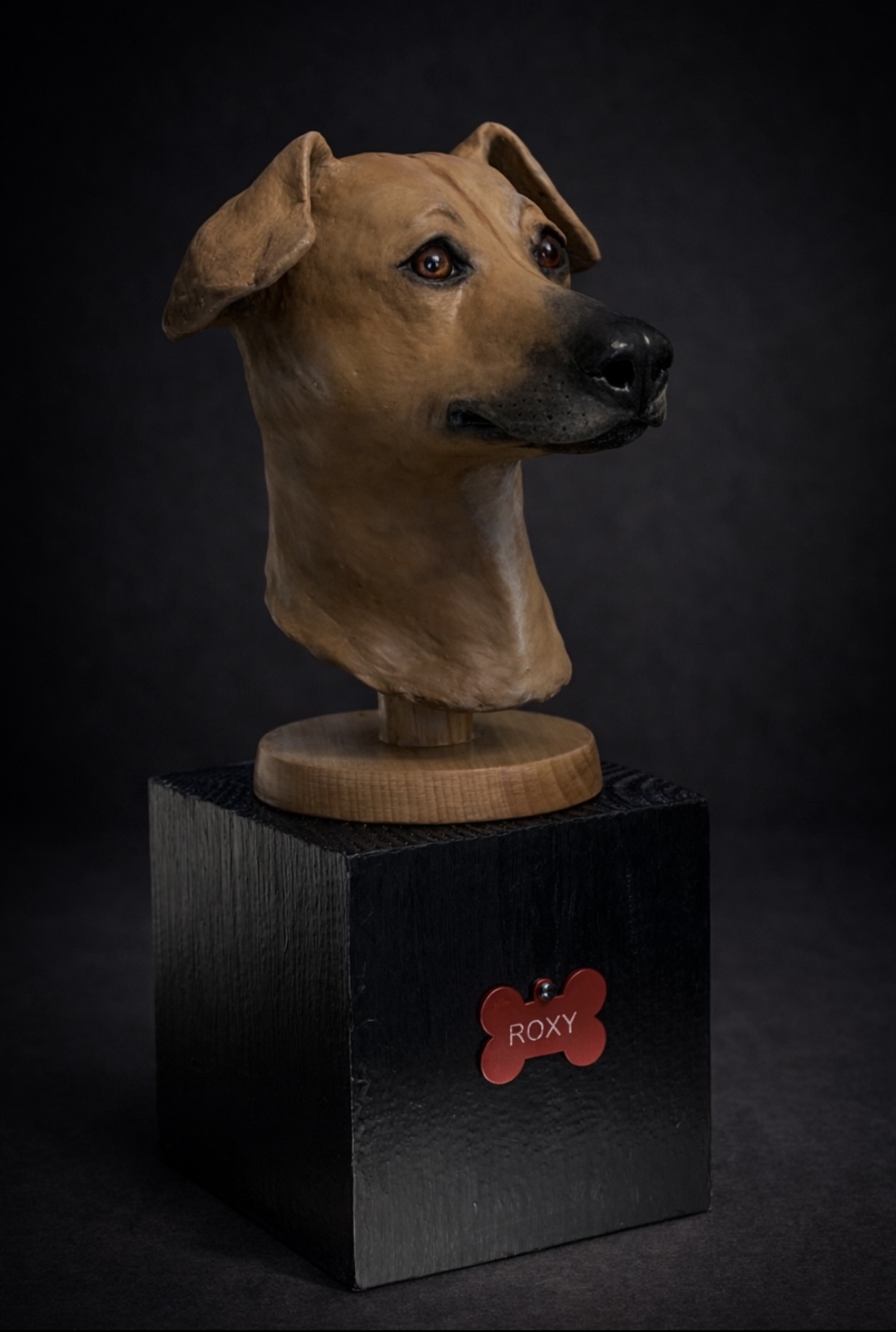 Hand-sculpted clay sculpture of Roxy